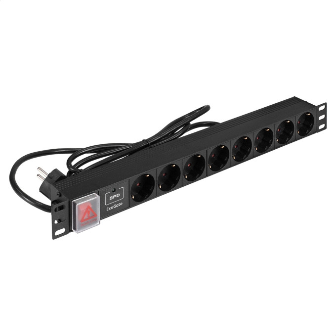 Блок розеток EXEGATE SERVERPRO PDU-19H804 Al-8S-EU2,5CU-SW-SPD1 EX299605RUS